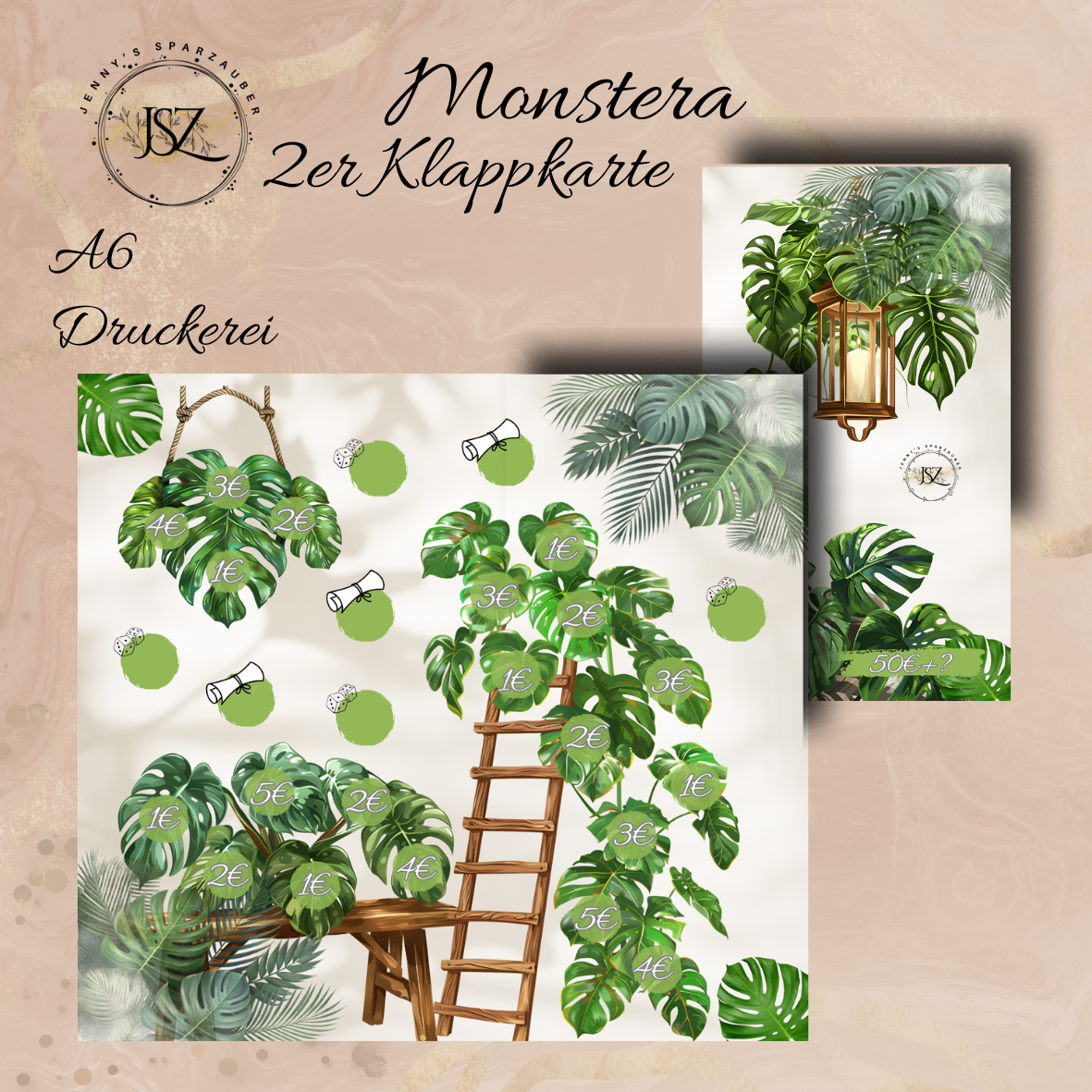 Monstera Klappkarte