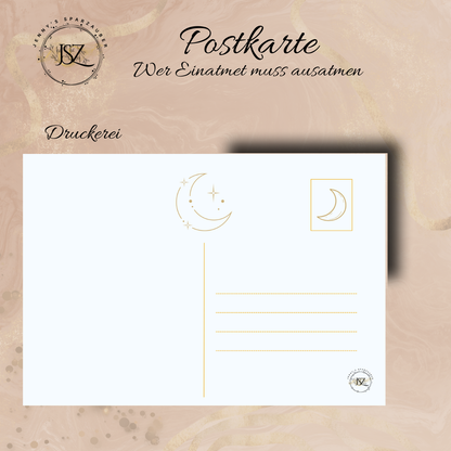 Postkarte Wer Einatmet muss auch ausatmen