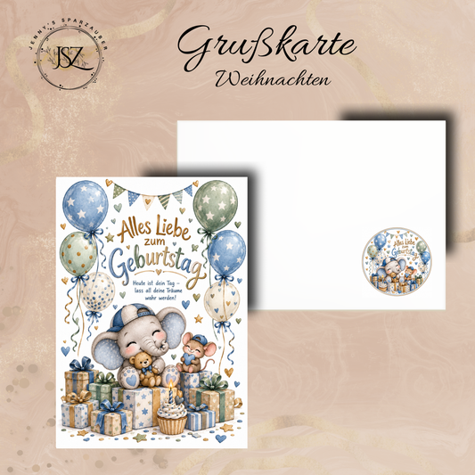 Grußkarte Jungen Geburtstag (Klappkarte)