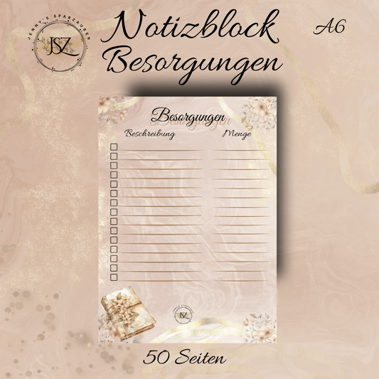 Notizblock Besorgungen