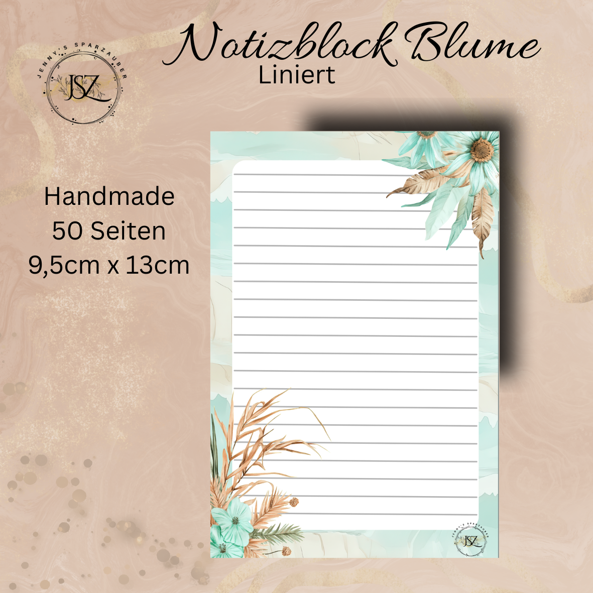 Notizblock Blume Liniert